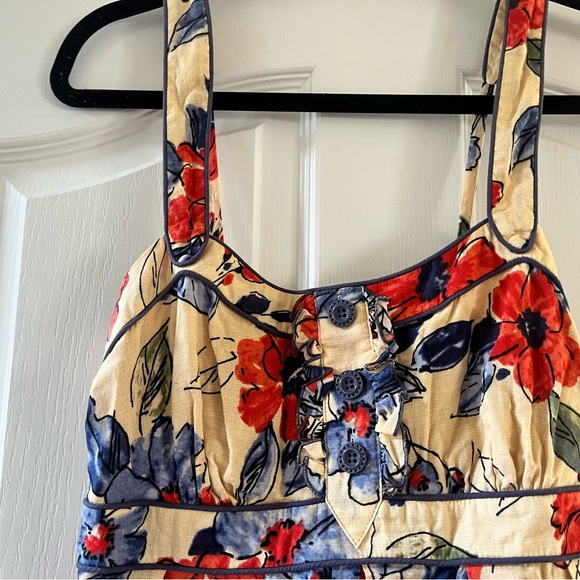 Jessica Simpson Floral Midi Dress - Red, Blue, Cream - Picture 2 of 4